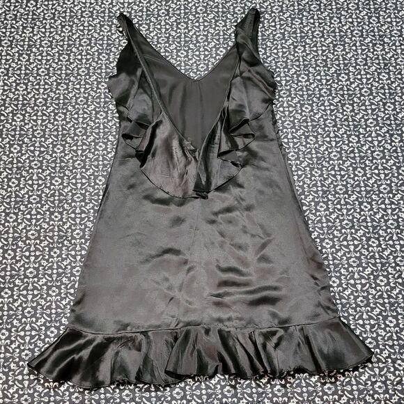 7 For All Mankind Silk Ruffle Black Dress - Picture 3 of 7
